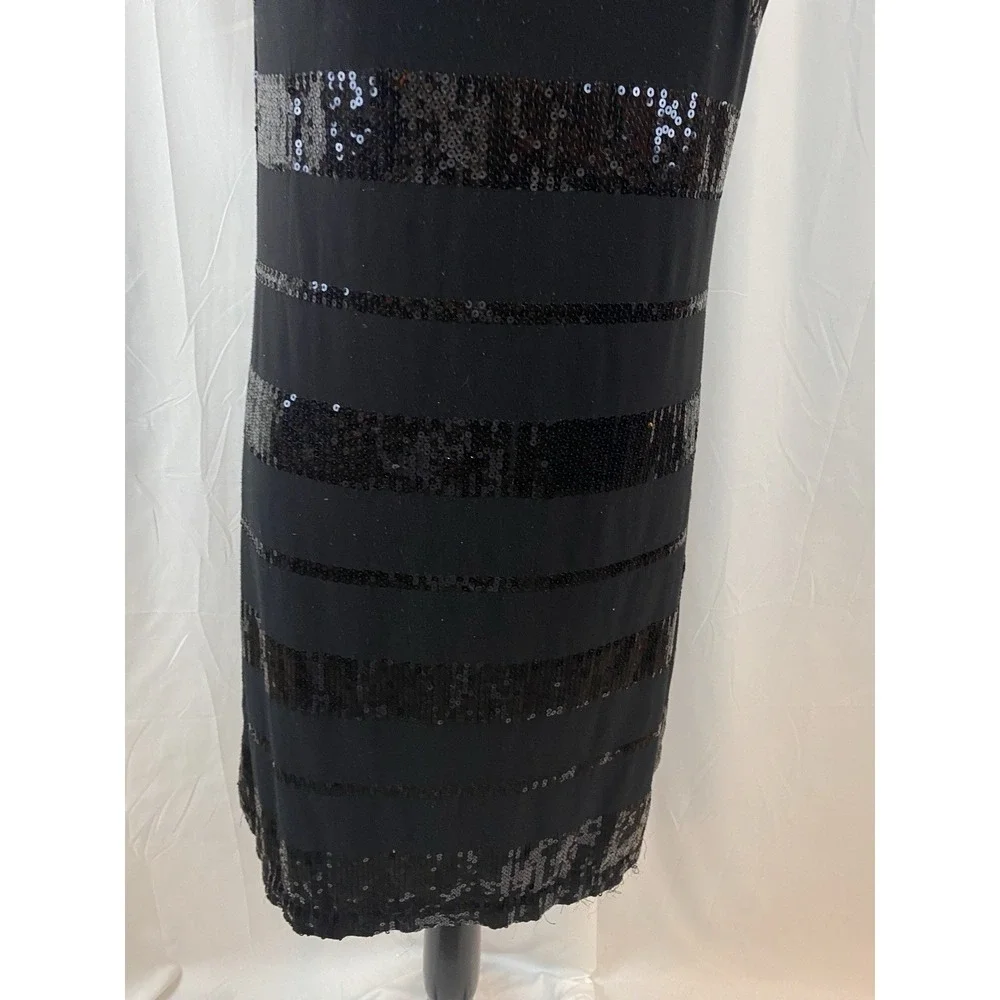 White House Black Market‎ Women's Size Small Black Sequin Striped  Sheath Dress
